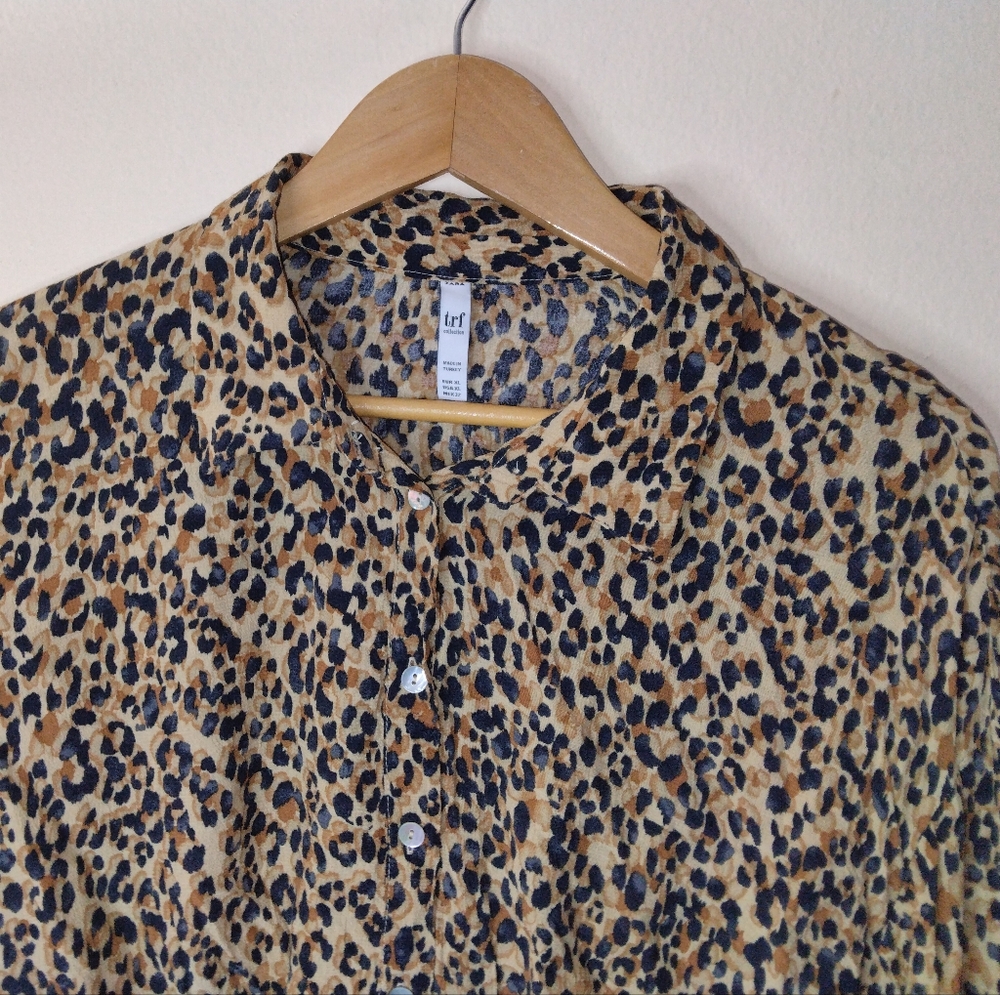 Zara Trf Collection Leopard Print Button Down Blo… - image 6